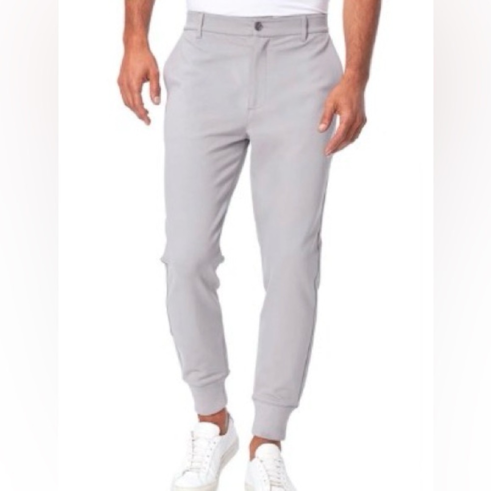 PAIGE Elmwood Shark Fin Gray Knit Flat Front Jogger Pants 36
